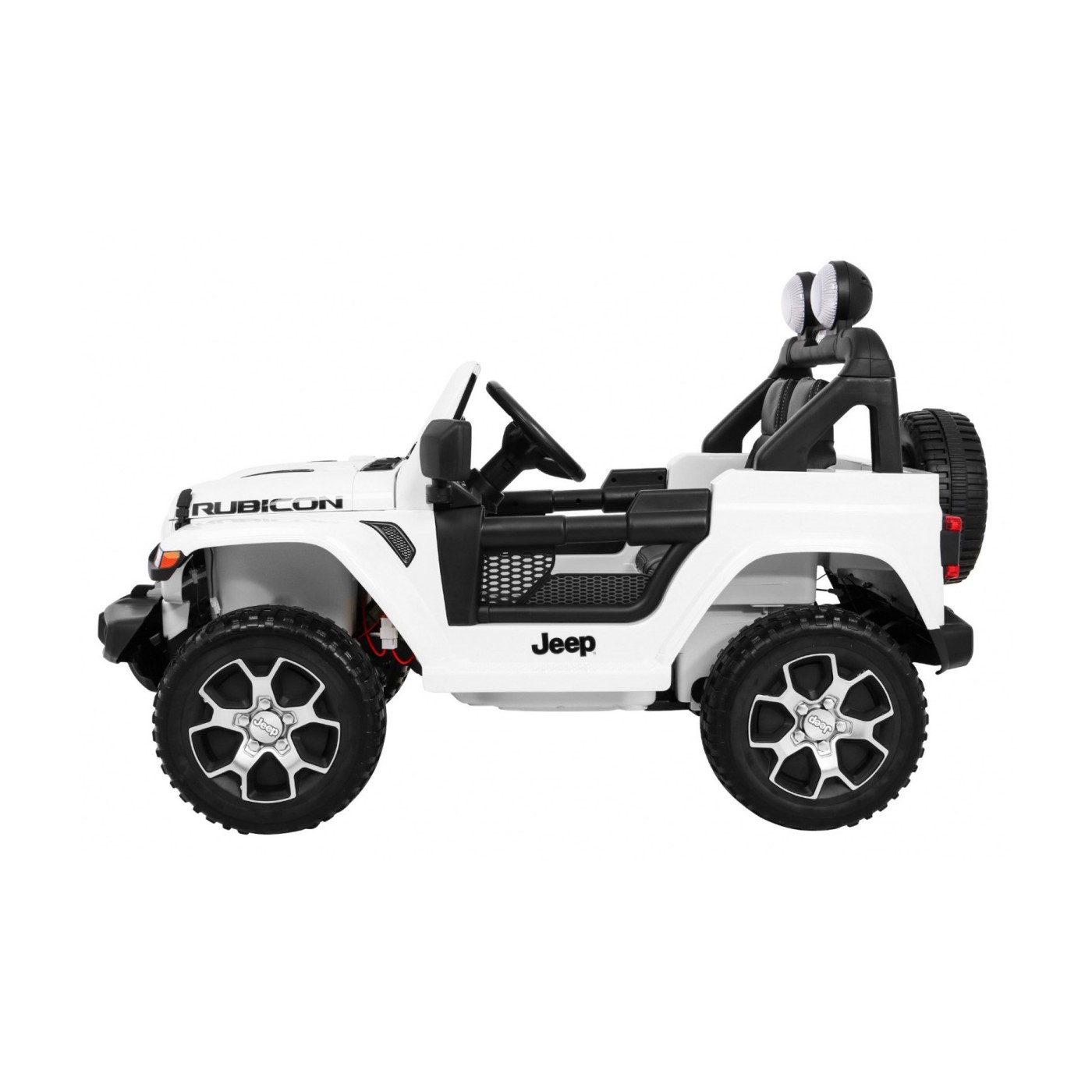 Jeep Wrangler Rubicon dětská baterie bílá dálkové rádio MP3 LED kola EVA