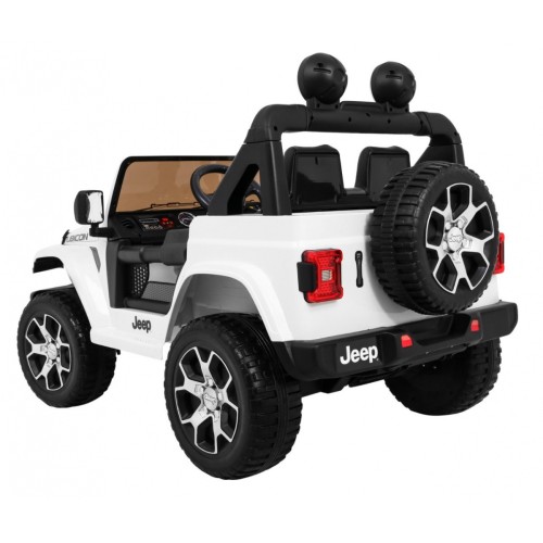 Jeep Wrangler Rubicon dětská baterie bílá dálkové rádio MP3 LED kola EVA