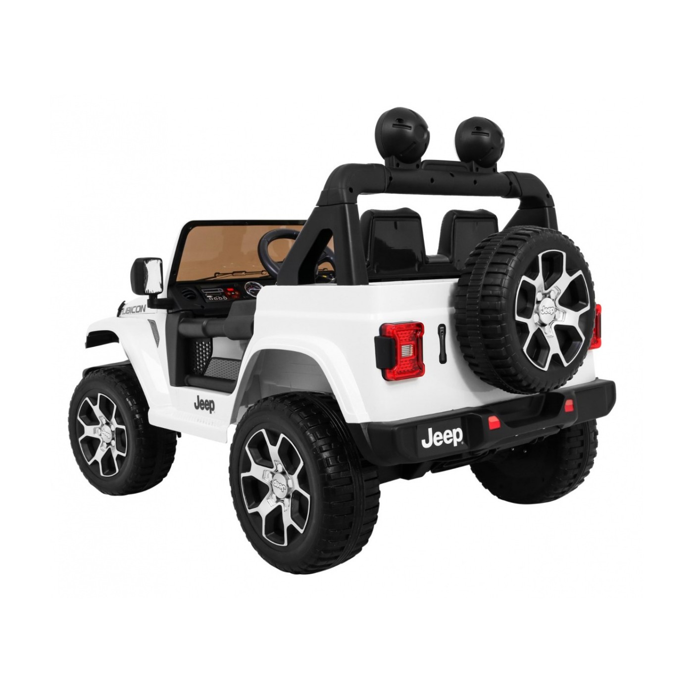 Jeep Wrangler Rubicon dětská baterie bílá dálkové rádio MP3 LED kola EVA