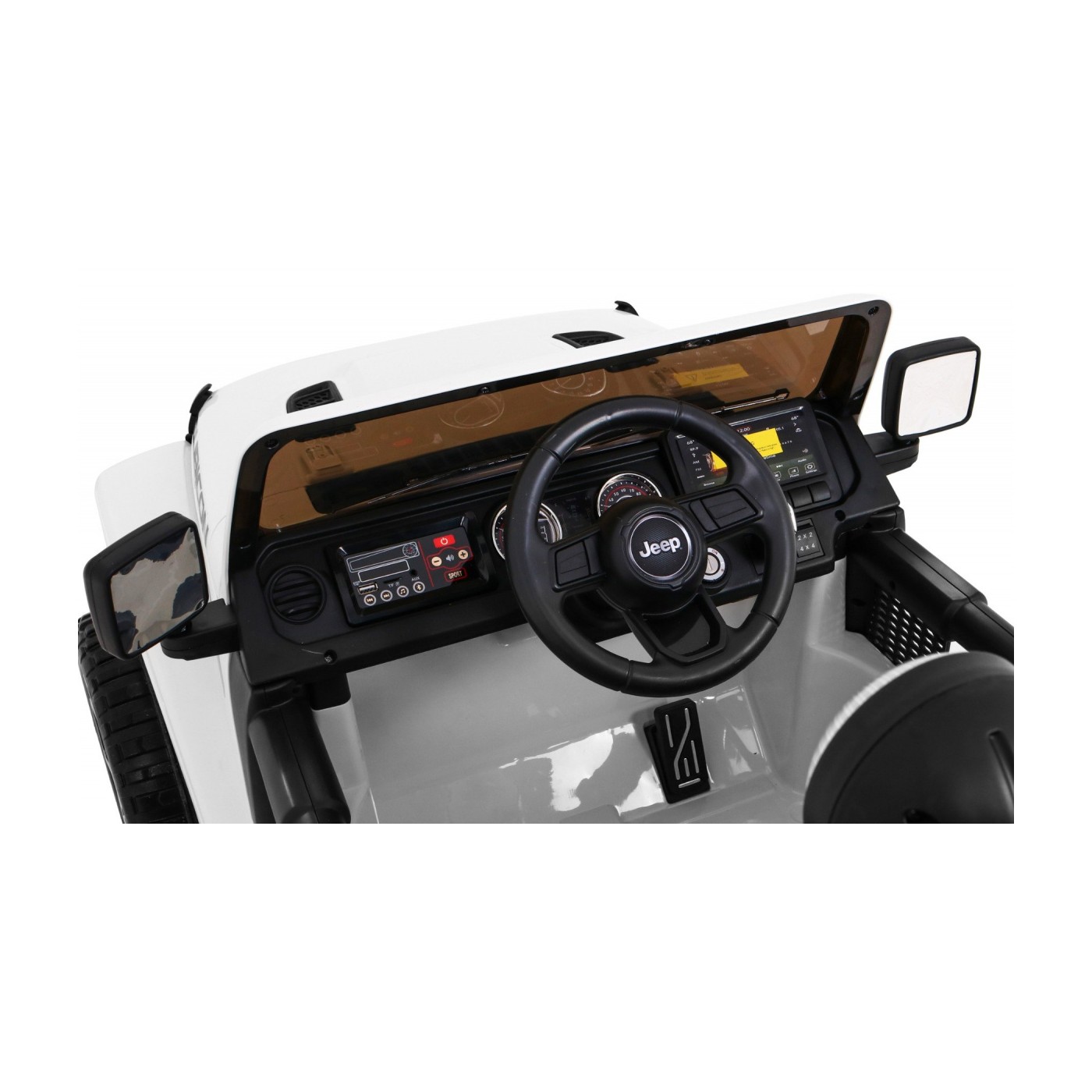 Jeep Wrangler Rubicon dětská baterie bílá dálkové rádio MP3 LED kola EVA