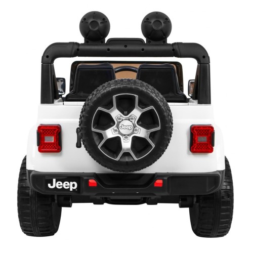 Jeep Wrangler Rubicon dětská baterie bílá dálkové rádio MP3 LED kola EVA