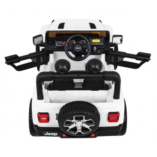 Jeep Wrangler Rubicon dětská baterie bílá dálkové rádio MP3 LED kola EVA