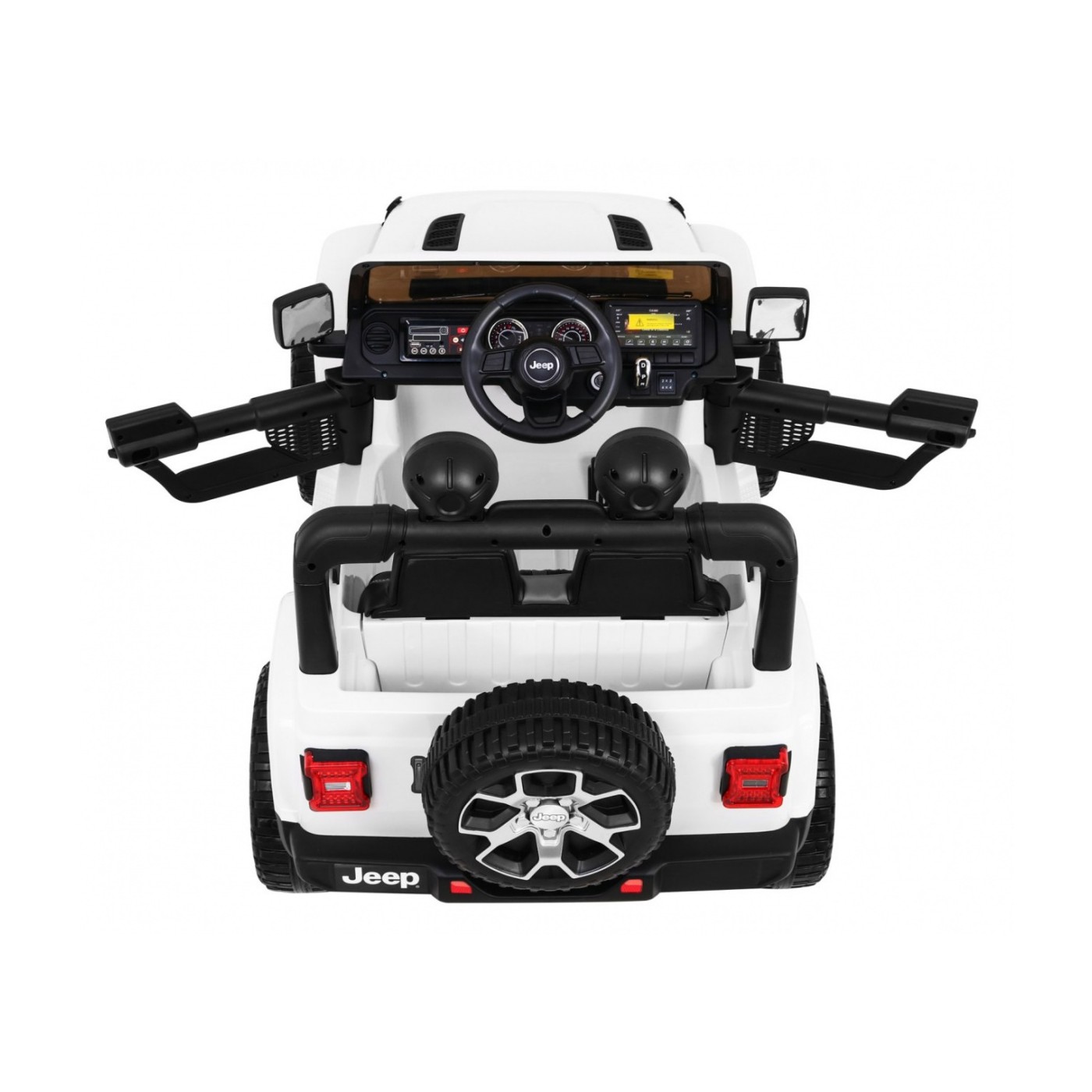 Jeep Wrangler Rubicon dětská baterie bílá dálkové rádio MP3 LED kola EVA