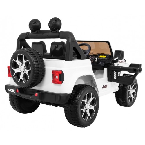 Jeep Wrangler Rubicon dětská baterie bílá dálkové rádio MP3 LED kola EVA