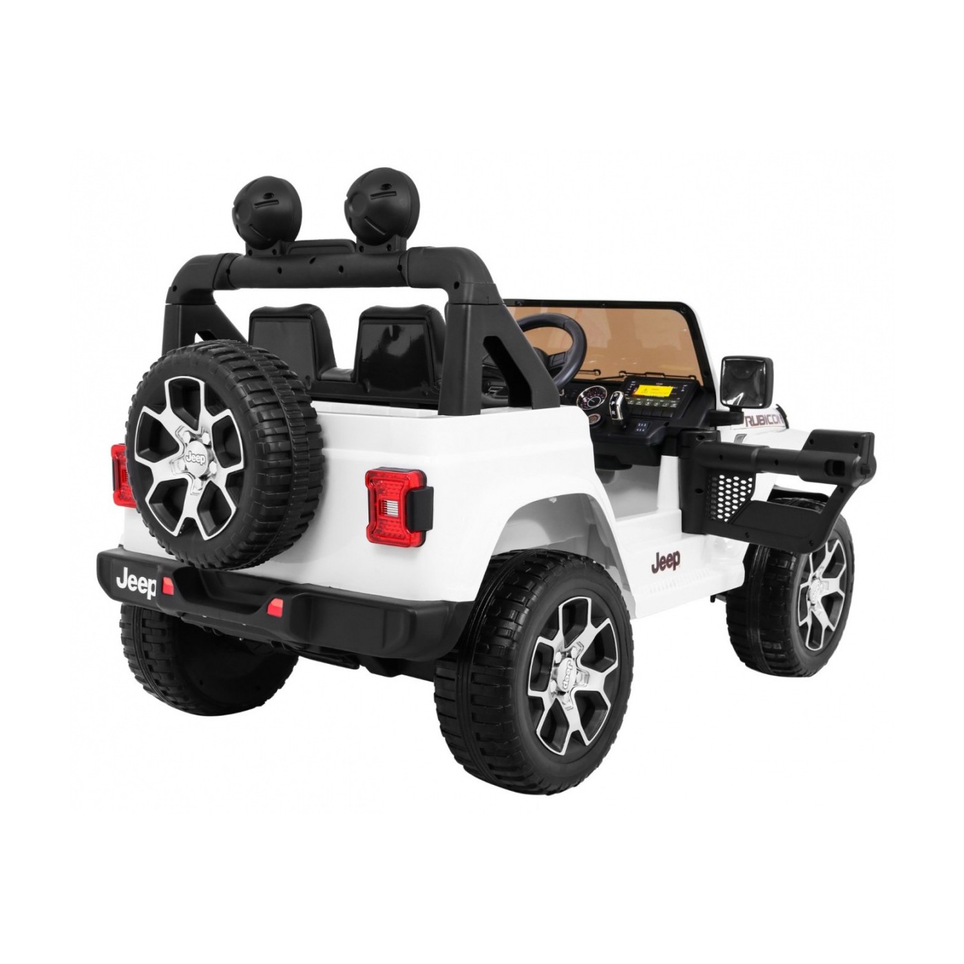 Jeep Wrangler Rubicon dětská baterie bílá dálkové rádio MP3 LED kola EVA