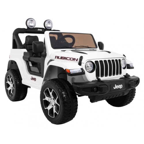 Jeep Wrangler Rubicon dětská baterie bílá dálkové rádio MP3 LED kola EVA