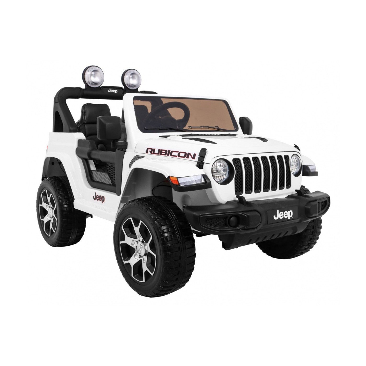 Jeep Wrangler Rubicon dětská baterie bílá dálkové rádio MP3 LED kola EVA