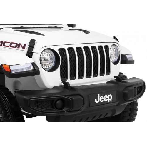 Jeep Wrangler Rubicon dětská baterie bílá dálkové rádio MP3 LED kola EVA