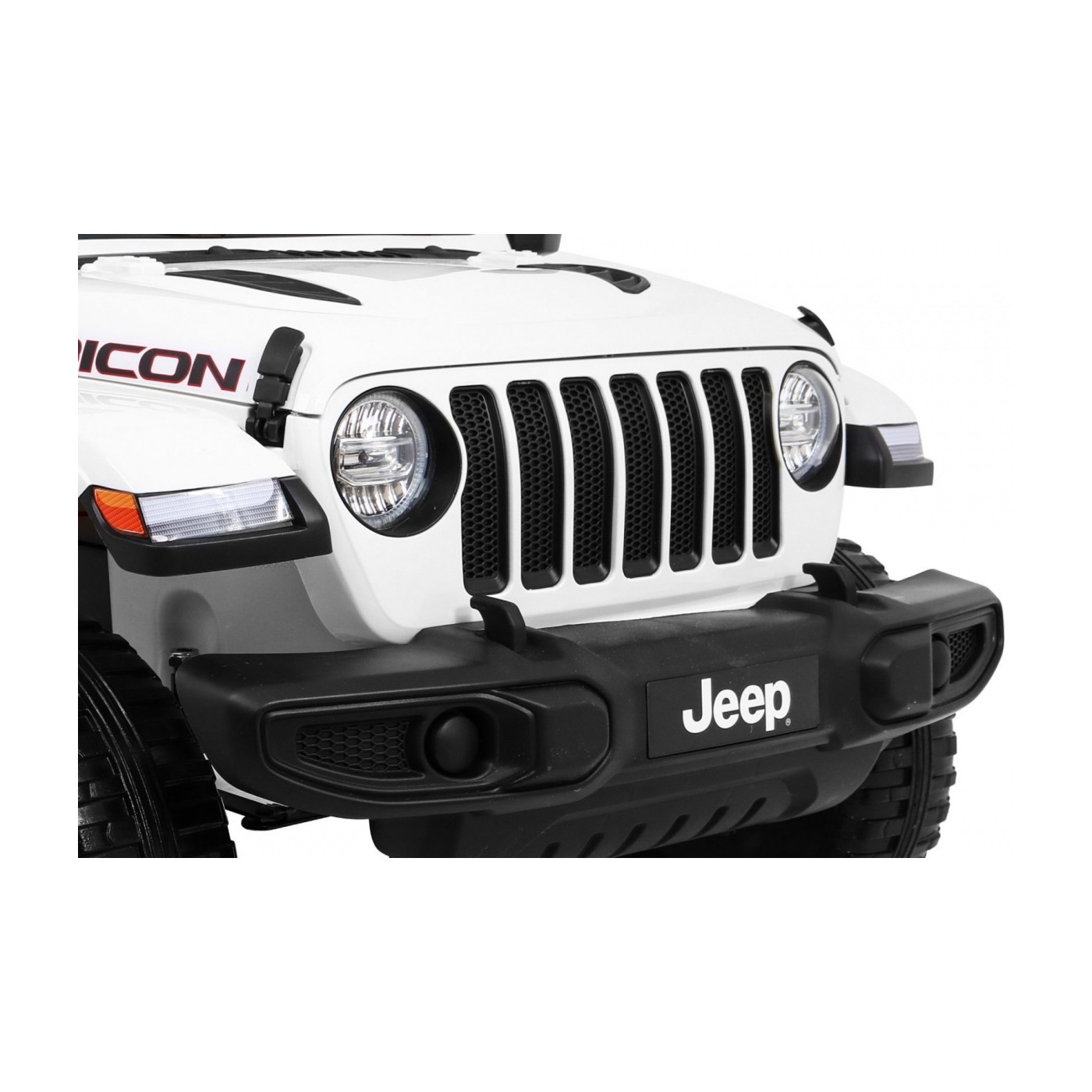 Jeep Wrangler Rubicon dětská baterie bílá dálkové rádio MP3 LED kola EVA