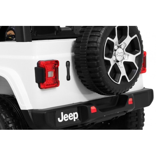 Jeep Wrangler Rubicon dětská baterie bílá dálkové rádio MP3 LED kola EVA