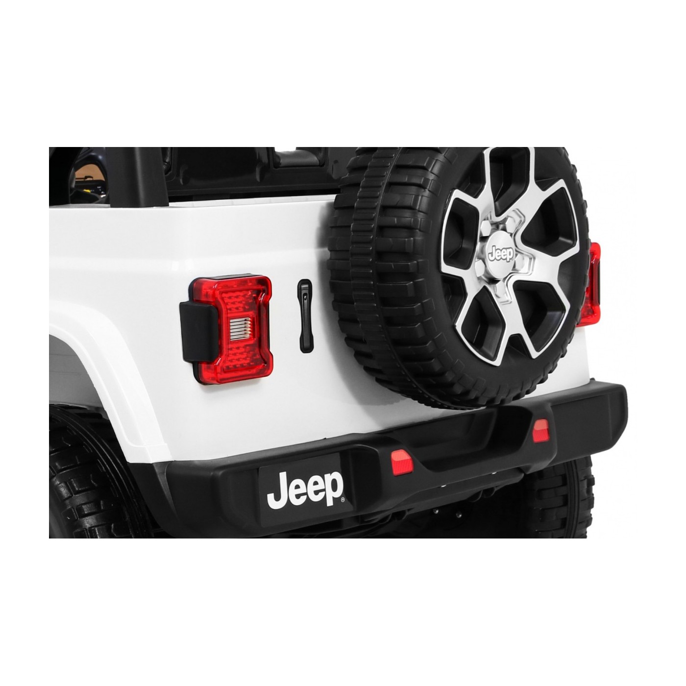 Jeep Wrangler Rubicon dětská baterie bílá dálkové rádio MP3 LED kola EVA