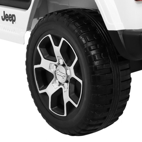 Jeep Wrangler Rubicon dětská baterie bílá dálkové rádio MP3 LED kola EVA