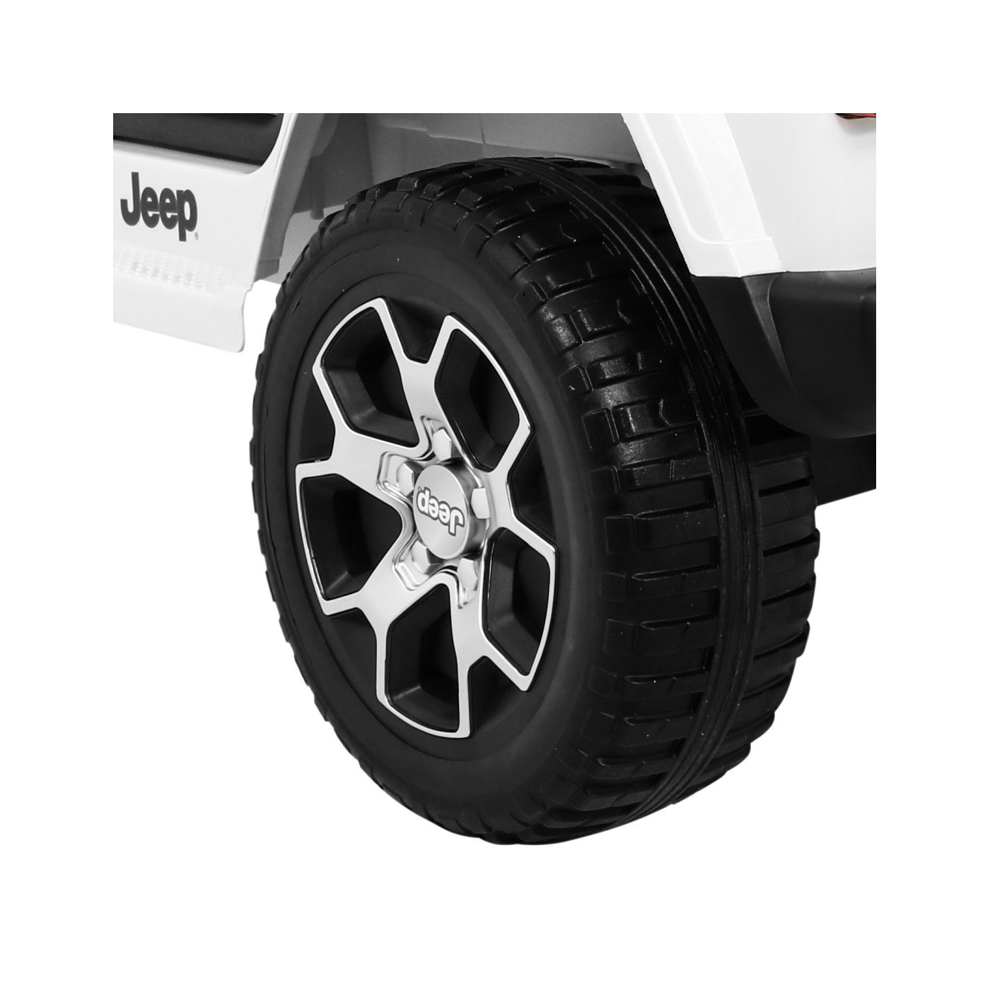 Jeep Wrangler Rubicon dětská baterie bílá dálkové rádio MP3 LED kola EVA