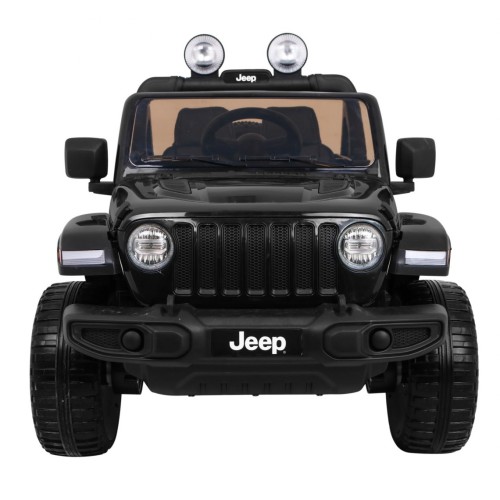Jeep Wrangler Rubicon dětská baterie černá + dálkové ovládání + rádio MP3 LED + kola EVA