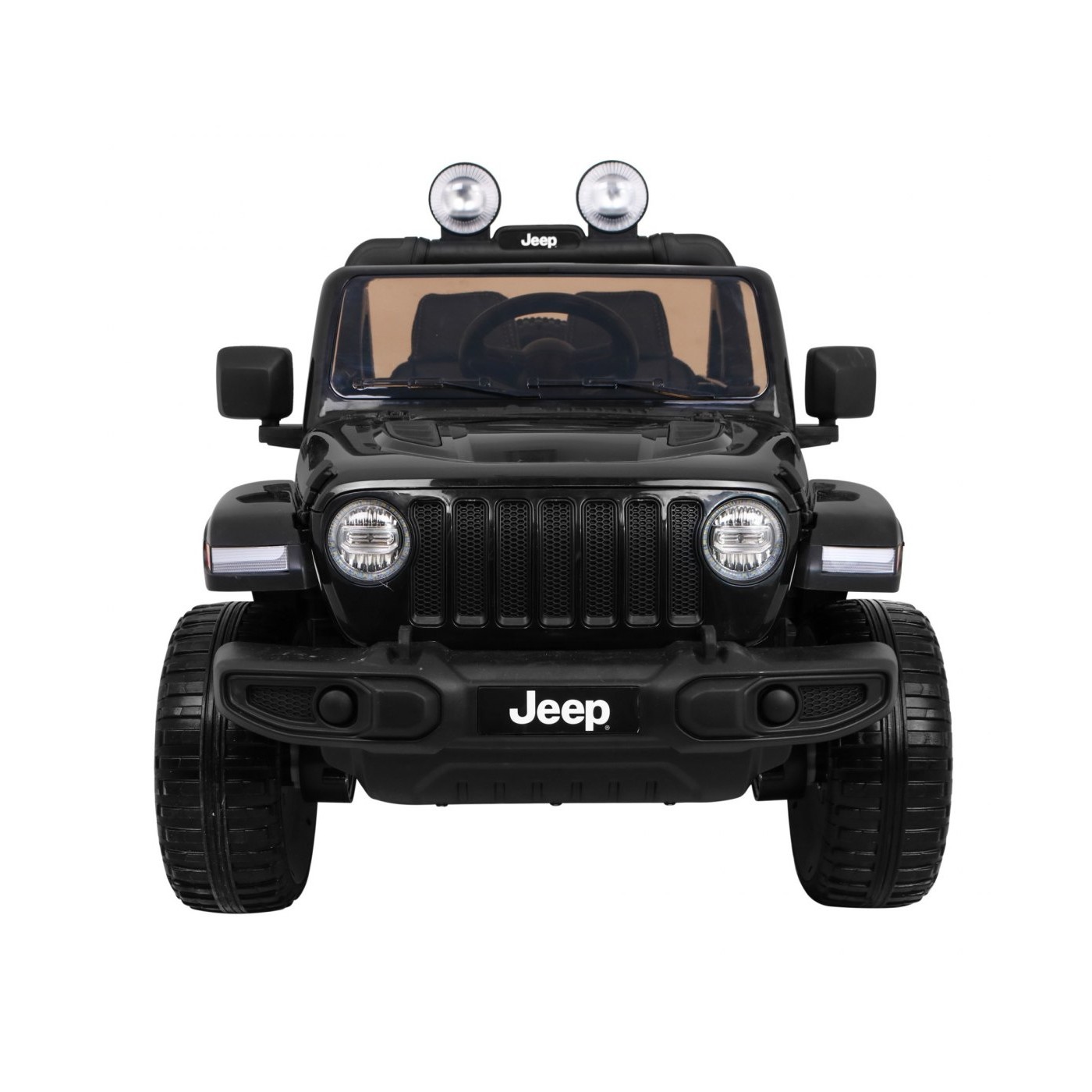 Jeep Wrangler Rubicon dětská baterie černá + dálkové ovládání + rádio MP3 LED + kola EVA