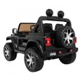 Jeep Wrangler Rubicon dětská baterie černá + dálkové ovládání + rádio MP3 LED + kola EVA