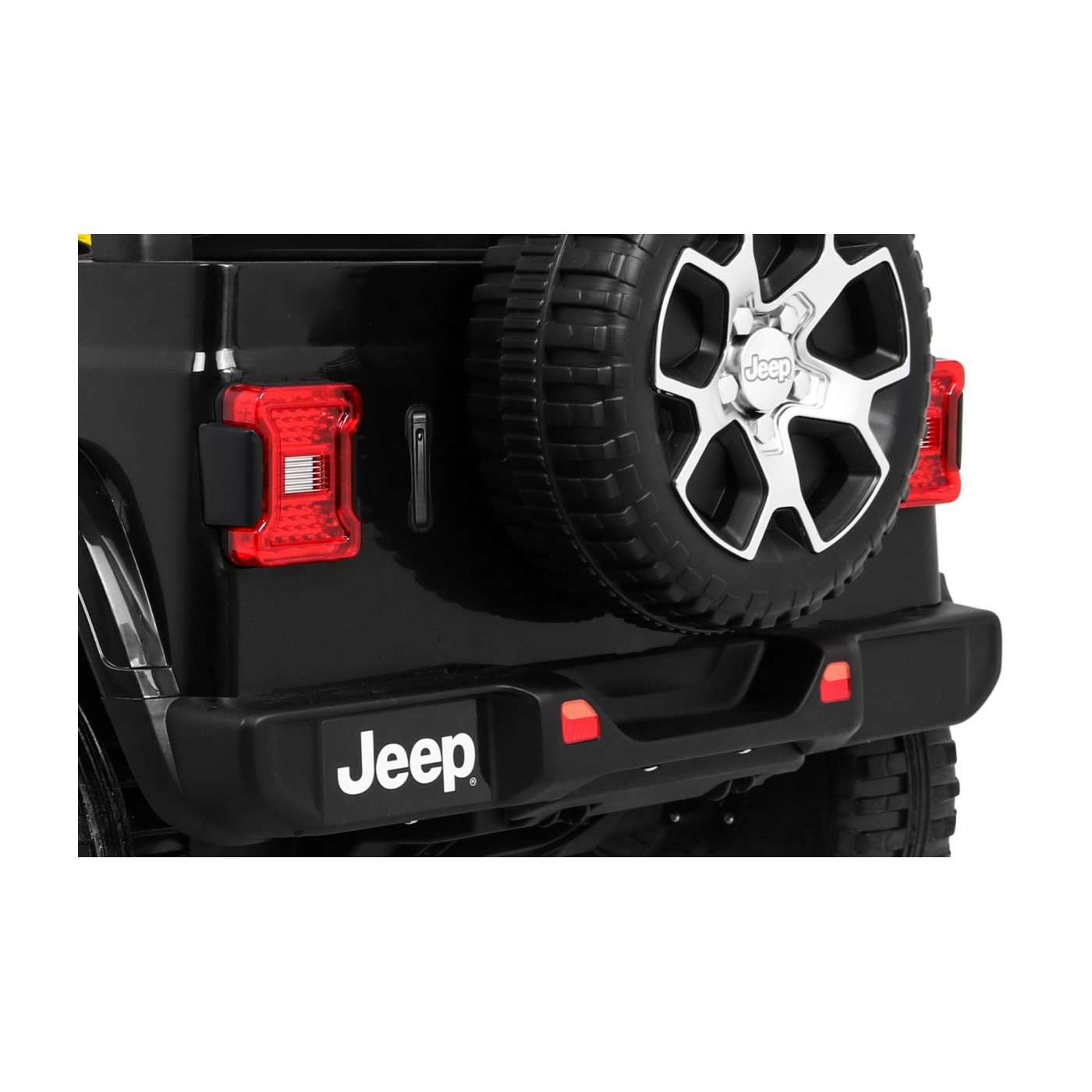 Jeep Wrangler Rubicon dětská baterie černá + dálkové ovládání + rádio MP3 LED + kola EVA