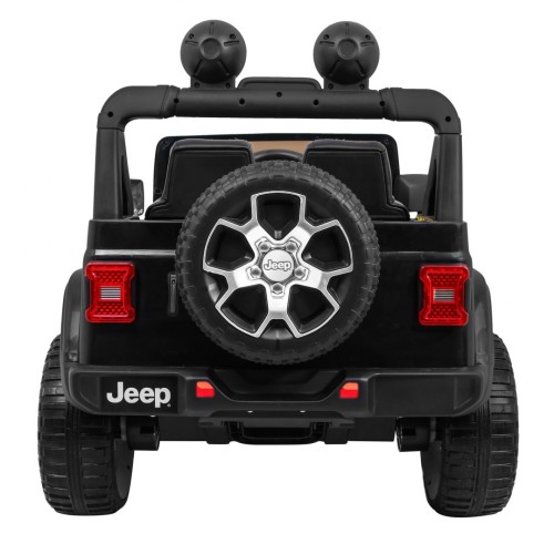 Jeep Wrangler Rubicon dětská baterie černá + dálkové ovládání + rádio MP3 LED + kola EVA