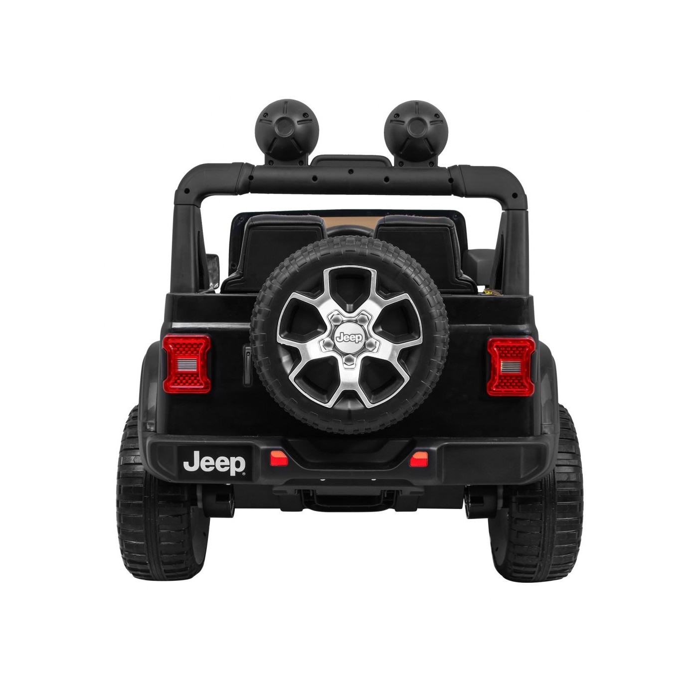 Jeep Wrangler Rubicon dětská baterie černá + dálkové ovládání + rádio MP3 LED + kola EVA