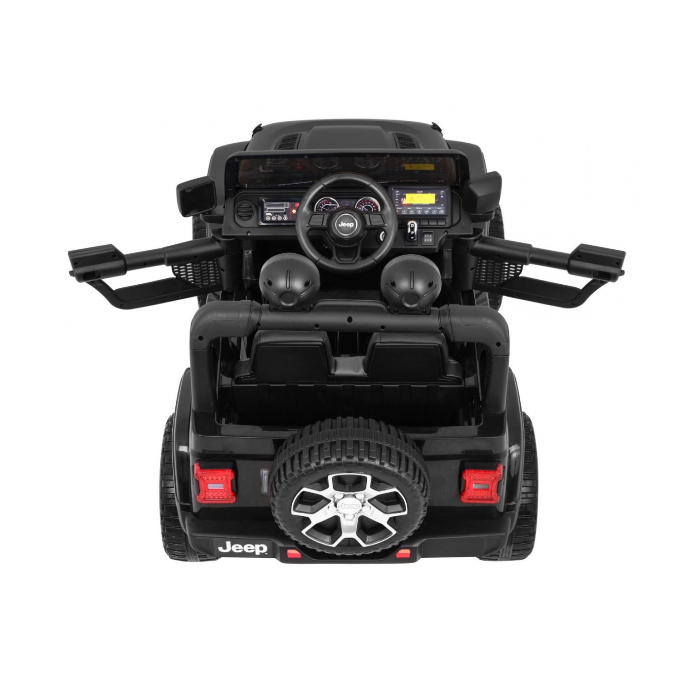 Jeep Wrangler Rubicon dětská baterie černá + dálkové ovládání + rádio MP3 LED + kola EVA