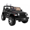 Jeep Wrangler Rubicon dětská baterie černá + dálkové ovládání + rádio MP3 LED + kola EVA