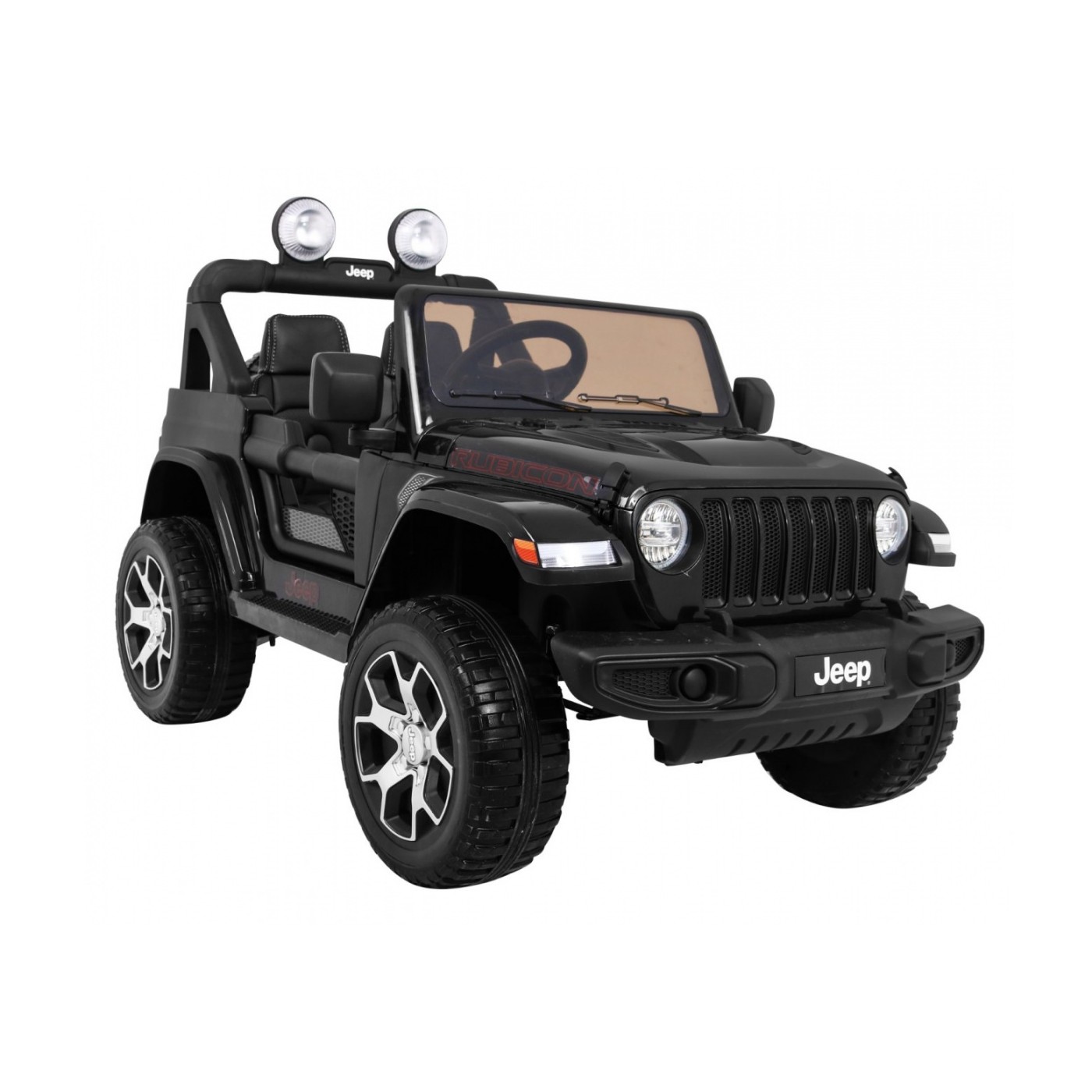 Jeep Wrangler Rubicon dětská baterie černá + dálkové ovládání + rádio MP3 LED + kola EVA