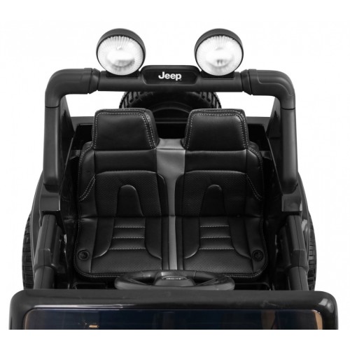 Jeep Wrangler Rubicon dětská baterie černá + dálkové ovládání + rádio MP3 LED + kola EVA