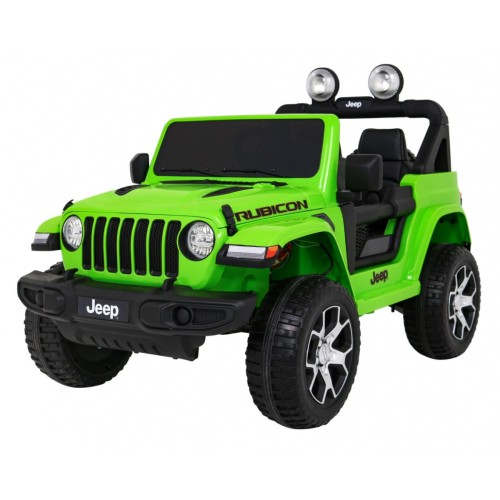 Jeep Wrangler Rubicon dětská baterie zelená dálkové rádio MP3 LED kola EVA