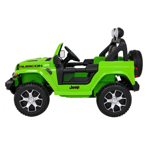 Jeep Wrangler Rubicon dětská baterie zelená dálkové rádio MP3 LED kola EVA