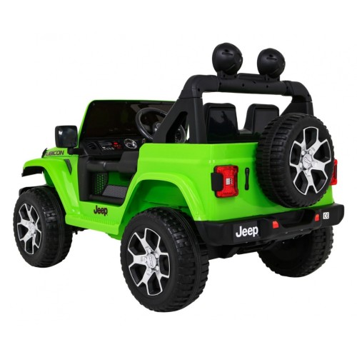 Jeep Wrangler Rubicon dětská baterie zelená dálkové rádio MP3 LED kola EVA