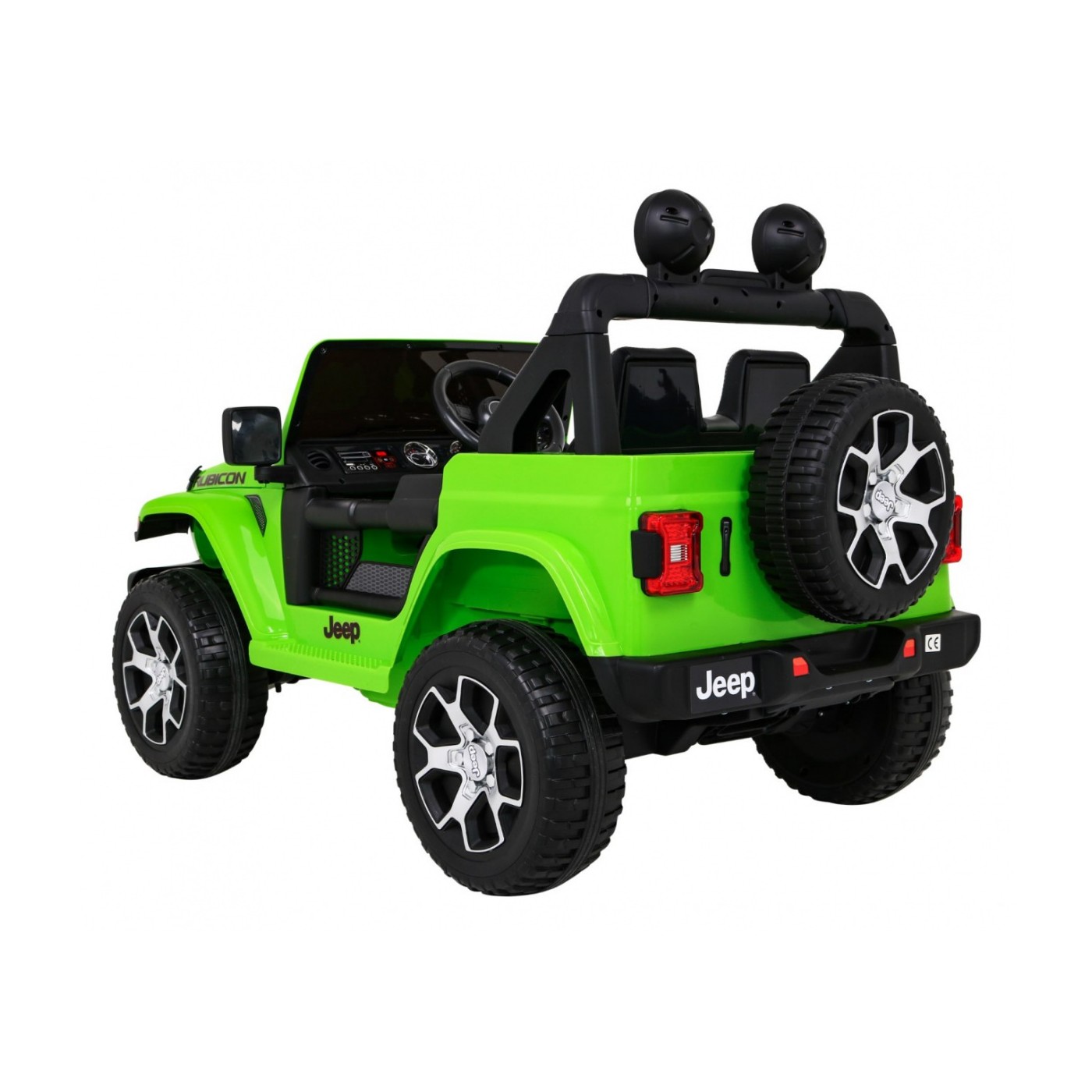 Jeep Wrangler Rubicon dětská baterie zelená dálkové rádio MP3 LED kola EVA