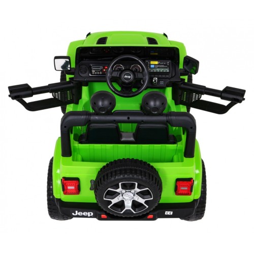 Jeep Wrangler Rubicon dětská baterie zelená dálkové rádio MP3 LED kola EVA