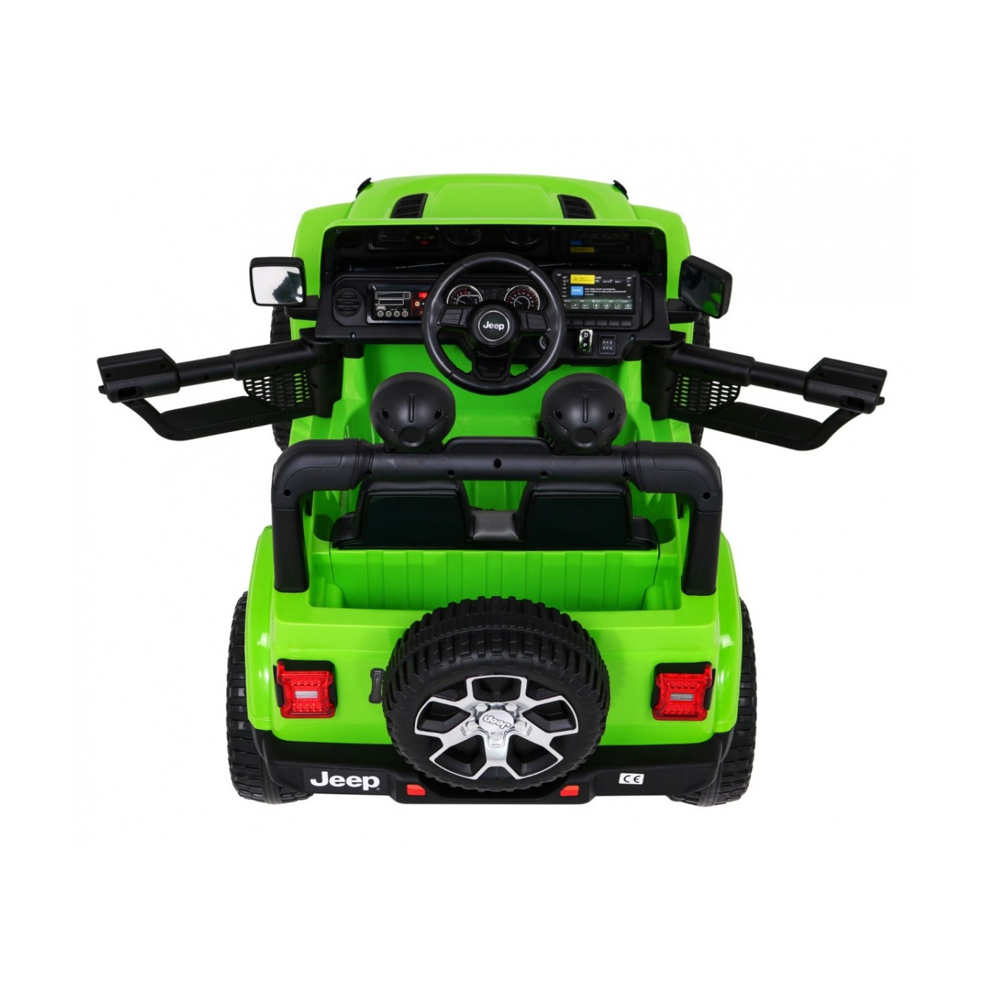 Jeep Wrangler Rubicon dětská baterie zelená dálkové rádio MP3 LED kola EVA