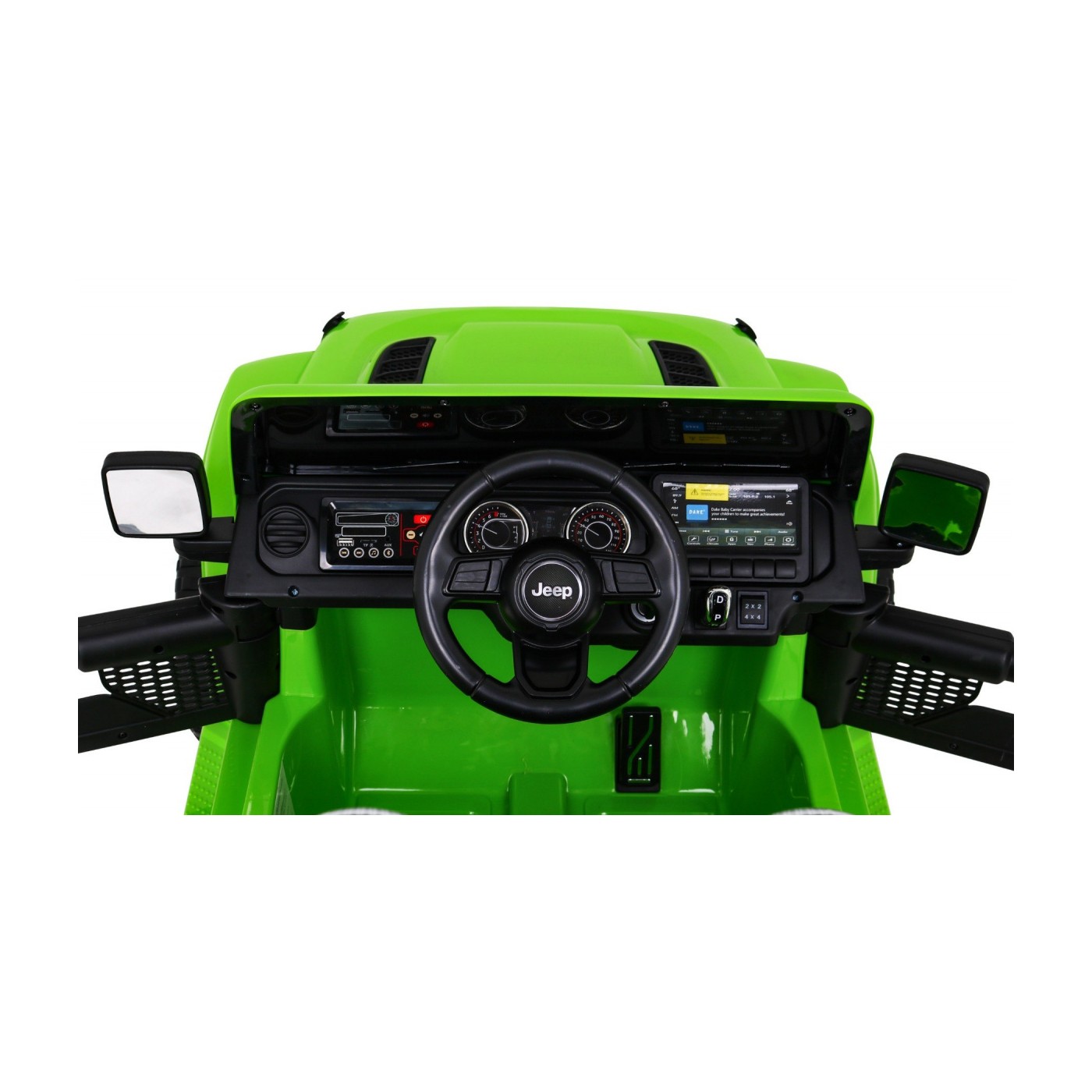 Jeep Wrangler Rubicon dětská baterie zelená dálkové rádio MP3 LED kola EVA
