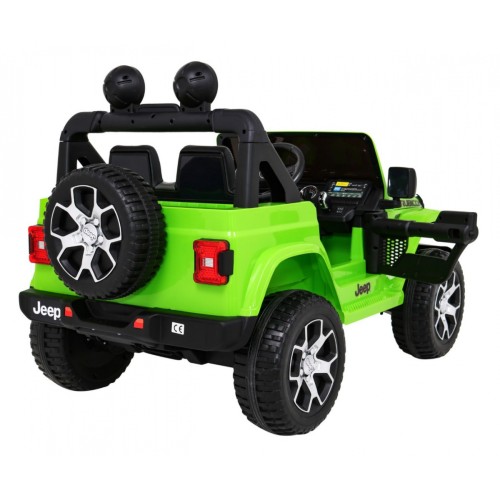 Jeep Wrangler Rubicon dětská baterie zelená dálkové rádio MP3 LED kola EVA