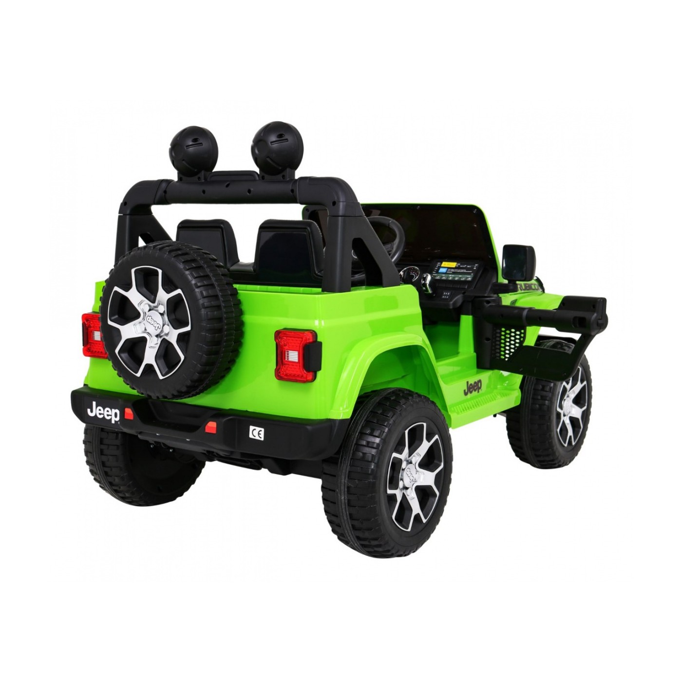 Jeep Wrangler Rubicon dětská baterie zelená dálkové rádio MP3 LED kola EVA