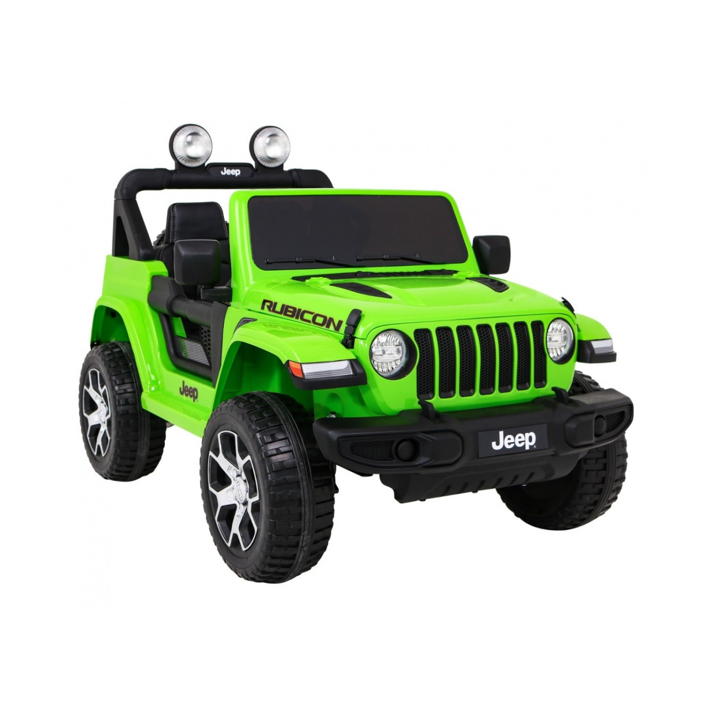 Jeep Wrangler Rubicon dětská baterie zelená dálkové rádio MP3 LED kola EVA