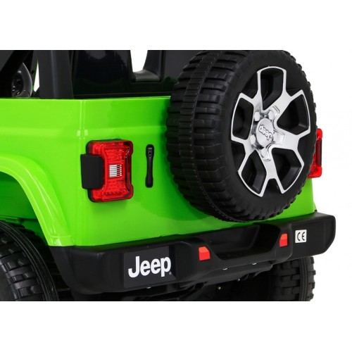 Jeep Wrangler Rubicon dětská baterie zelená dálkové rádio MP3 LED kola EVA