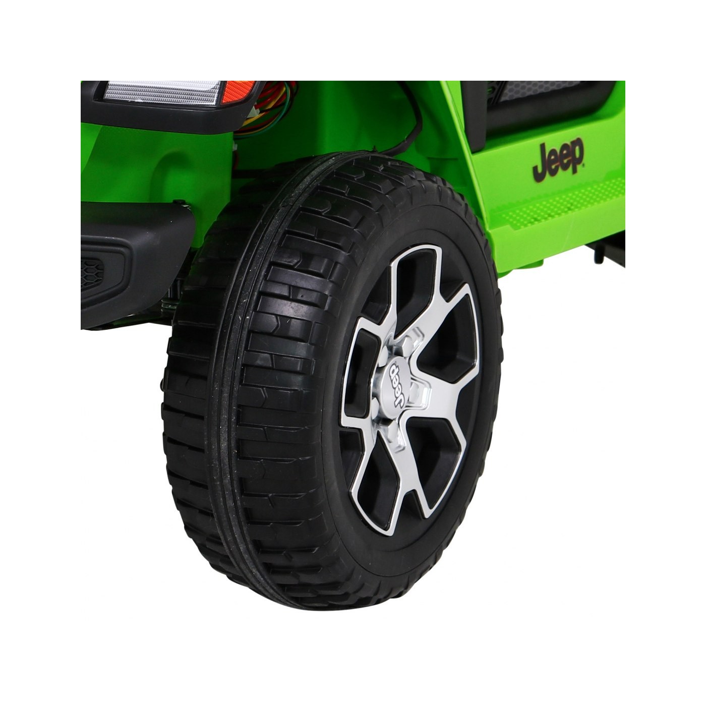 Jeep Wrangler Rubicon dětská baterie zelená dálkové rádio MP3 LED kola EVA
