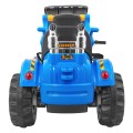 Bateriový buldozer pro děti Traktor Modrý + Pohyblivé lízátko + Trabka + Pásy + 2 rychlosti