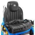 Bateriový buldozer pro děti Traktor Modrý + Pohyblivé lízátko + Trabka + Pásy + 2 rychlosti