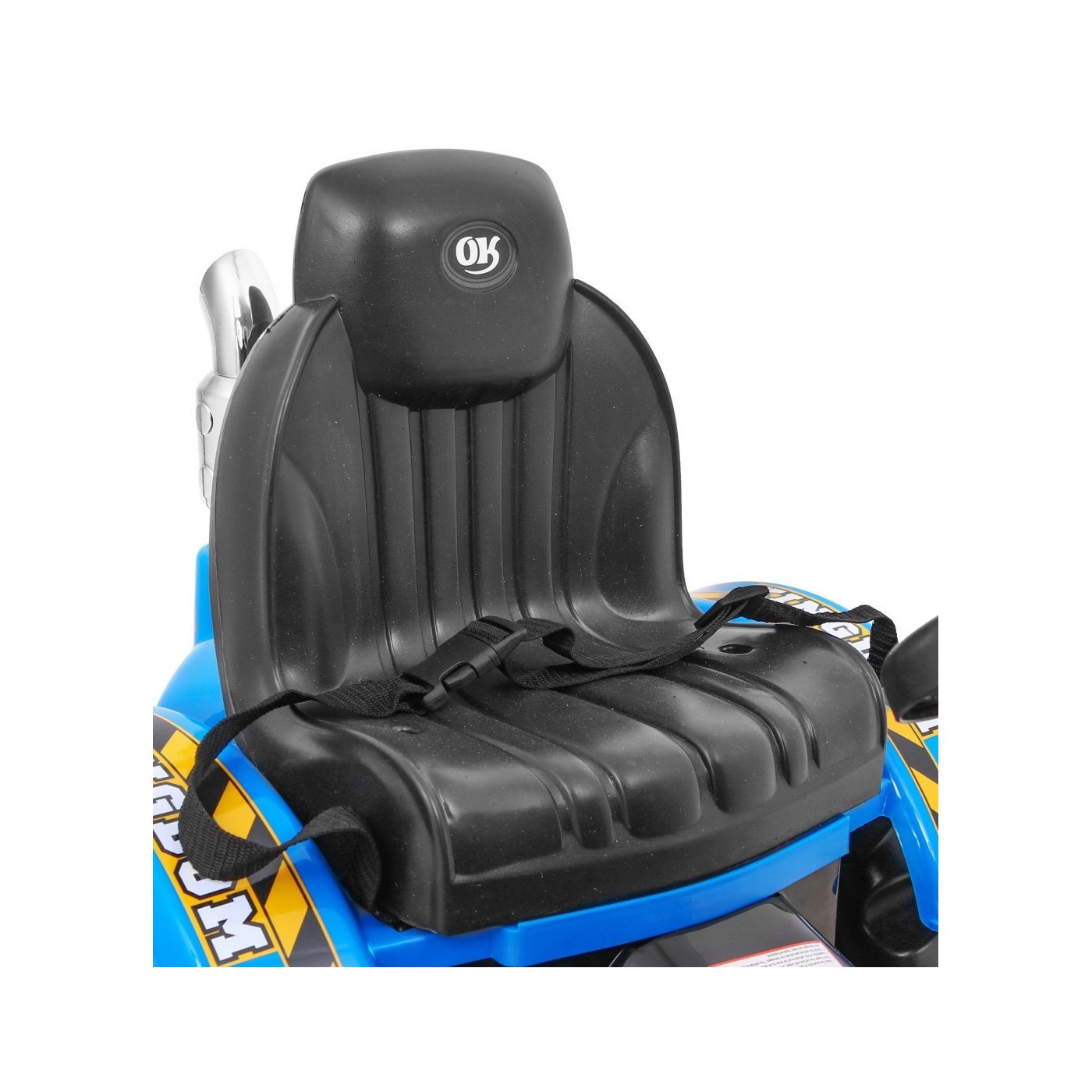 Bateriový buldozer pro děti Traktor Modrý + Pohyblivé lízátko + Trabka + Pásy + 2 rychlosti