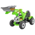 Bateriový buldozer pro děti Traktor Zelená + Pohyblivé lízátko + Trabka + Pásy + 2 rychlosti