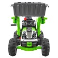 Bateriový buldozer pro děti Traktor Zelená + Pohyblivé lízátko + Trabka + Pásy + 2 rychlosti