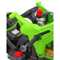 Bateriový buldozer pro děti Traktor Zelená + Pohyblivé lízátko + Trabka + Pásy + 2 rychlosti