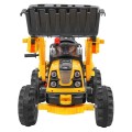 Akumulátorový buldozer pro děti Traktor žlutý + Pohyblivá lyska + Trabka + Pásy + 2 rychlosti