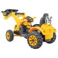 Akumulátorový buldozer pro děti Traktor žlutý + Pohyblivá lyska + Trabka + Pásy + 2 rychlosti