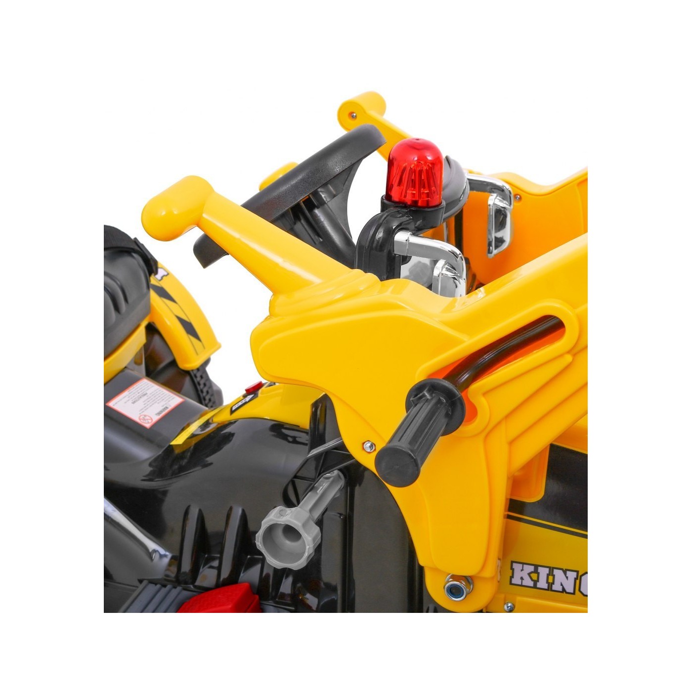 Akumulátorový buldozer pro děti Traktor žlutý + Pohyblivá lyska + Trabka + Pásy + 2 rychlosti