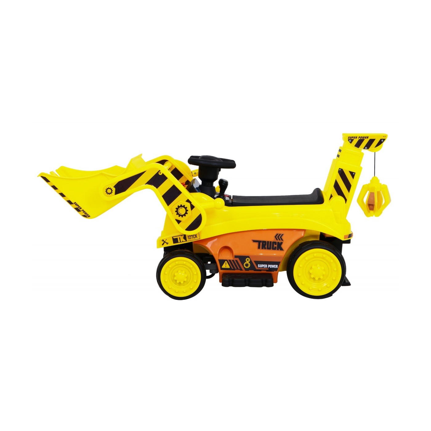 Bateriové rypadlo pro dětský traktor žlutý + Pohyblivá Lyska + Audio LED