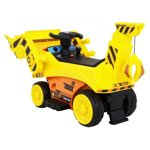 Bateriové rypadlo pro dětský traktor žlutý + Pohyblivá Lyska + Audio LED